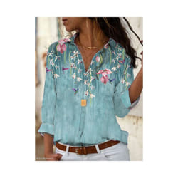 Fashion women shirt  casual long-sleeved shirt  women spring and autumn new women blouses - green, L