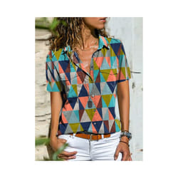 Summer New For Women's Printed Short Sleeved Shirt Fashion Pocket Simple Casual Loose Temperament All Matching Top Female - Ivory, M