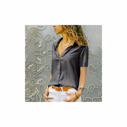 Women Solid White Blouse Tops Office Lady Work Chiffon Button Summer Short Sleeve Yellow Red Female Blouses Shirts Femme - GR ...