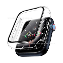 For Apple Watch Series 8 Ultra 7 SE 6 5 4 40-45MM PC Tempered Glass Screen Protector Film Protective Cover Bumper HD Transparent  Screen - Series 6 40