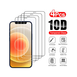 4Pcs Full Cover Protective Glass For iPhone 11 12 13 14 15 Pro Max 13 Mini Screen Protector iPhone X XR Xs Max 7 8 15 Plus Glass  Scre - For iPhone 12