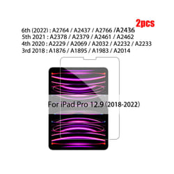 2 pcs Tempered Glass For Ipad Pro 11 12.9 9 10.2 10.5 Air 4 3 2 Tablet Screen Protector For Ipad Mini 6 5 4 3 1 2020 2021 Glass - pro 12.9 2018-2022