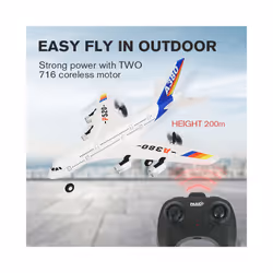 A380 airplane toys 2.4G RC airplane Fixed Wing Plane Outdoor toys Drone - China, Red and 2 batteries