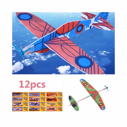 12Pcs DIY Aircraft Flying Glider Toy Planes Airplane Hand Throw Children - Random Color, China