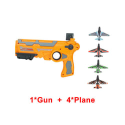 Catapult Plane Airplane Launcher Gun Toy Set Outdoor Aircraft for Children - yellow gun 4 plane
