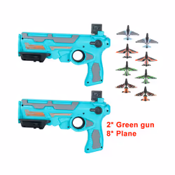 Catapult Plane Airplane Launcher Gun Toy Set Outdoor Aircraft for Children - 2 green gun 8 plane
