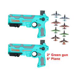 Catapult Plane Airplane Launcher Gun Toy Set Outdoor Aircraft for Children - 2 green gun 8 plane