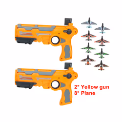 Catapult Plane Airplane Launcher Gun Toy Set Outdoor Aircraft for Children - 2 yellow gun 8 plane