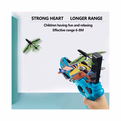 Catapult Plane Airplane Launcher Gun Toy Set Outdoor Aircraft for Children - 2 yellow gun 8 plane