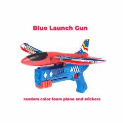 Foam Plane 10M Launcher Catapult Airplane Gun Toy Children Outdoor Game - Blue
