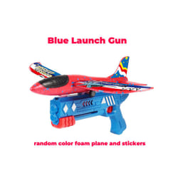 Foam Plane 10M Launcher Catapult Airplane Gun Toy Children Outdoor Game - Blue