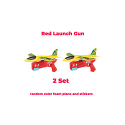 Foam Plane 10M Launcher Catapult Airplane Gun Toy Children Outdoor Game - 2 Set Red