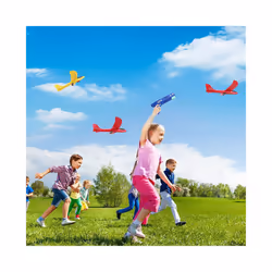 Foam Plane 10M Launcher Catapult Airplane Gun Toy Children Outdoor Game - 2 Set Red