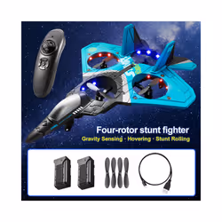 V17 RC Remote Control Airplane 2.4G Remote Control Fighter Hobby Plane - V17-Blue-2 Battery