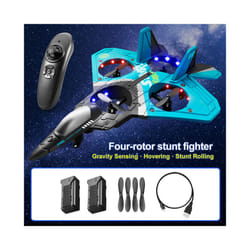 V17 RC Remote Control Airplane 2.4G Remote Control Fighter Hobby Plane - V17-Blue-2 Battery