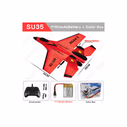 SU35 RC Plane With LED Lights Aircraft Remote Control Flying Model Glider - SU35 Blue 1B Box