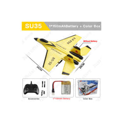 SU35 RC Plane With LED Lights Aircraft Remote Control Flying Model Glider - SU35 Yellow 1B Box
