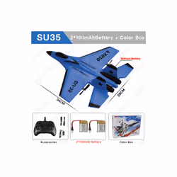 SU35 RC Plane With LED Lights Aircraft Remote Control Flying Model Glider - SU35 Red 1B Box