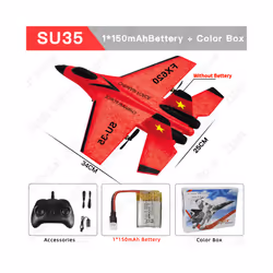 RC Plane SU35 2.4G With LED Lights Aircraft Remote Control Flying Model - China, SU35 Red 1B Box