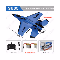 RC Plane SU35 2.4G With LED Lights Aircraft Remote Control Flying Model - United States, SU35 Blue 2B Box