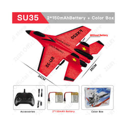RC Plane SU35 2.4G With LED Lights Aircraft Remote Control Flying Model - United States, SU35 Red 2B Box