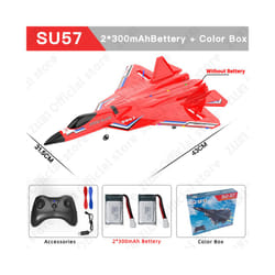 RC Plane SU35 2.4G With LED Lights Aircraft Remote Control Flying Model - China, SU57 Red 2B Box