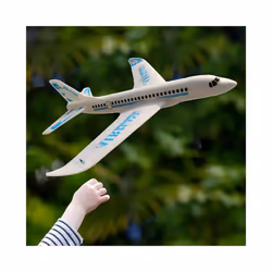 Hand Launch Foam Airplane Flying Toy Glider Fun for Outdoor Garden - Blue