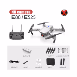 E88Pro RC Drone 4k Profesional with Hd Camera Wide Angle HD Camera Foldable - White No camera 1B