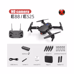 E88Pro RC Drone 4k Profesional with Hd Camera Wide Angle HD Camera Foldable - Black No camera 2B