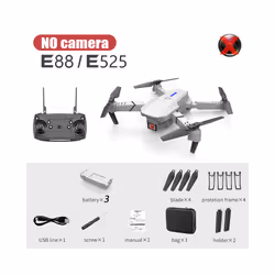 E88Pro RC Drone 4k Profesional with Hd Camera Wide Angle HD Camera Foldable - White No camera 3B