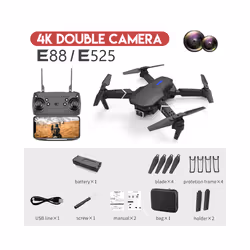 E88Pro RC Drone 4k Profesional with Hd Camera Wide Angle HD Camera Foldable - 4K 2 lens-1b