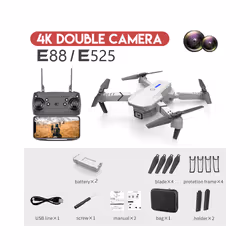 E88Pro RC Drone 4k Profesional with Hd Camera Wide Angle HD Camera Foldable - 4K 2 lens-2b