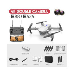 E88Pro RC Drone 4k Profesional with Hd Camera Wide Angle HD Camera Foldable - 4K 2 lens-2b