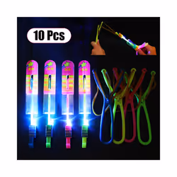 10PCS Outdoor Slingshot Toys Shining Rocket Flash LED Light Night Kids - 10pcs B