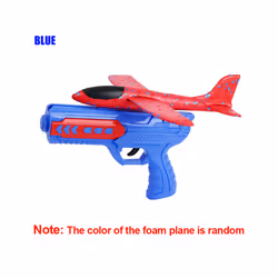 Foam Plane Launcher For Children 8-12M Airplane Gun Catapult Kids Outdoor - Set A-Blue gun