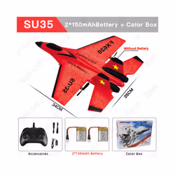RC Plane SU35 2.4G With LED Lights Aircraft Remote Control Flying Model - SU35 Red 2B Box
