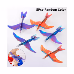 1/5 Pcs Dinosaur Flying Plane Hand Throw Flying Glider Plane Foam Aeroplane - 5Pcs