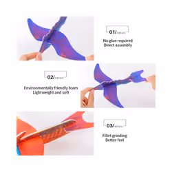 1/5 Pcs Dinosaur Flying Plane Hand Throw Flying Glider Plane Foam Aeroplane - 5Pcs