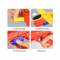 Catapult Glider 10M Foam Plane Soft Bullet Launcher Children Airplane - Blue
