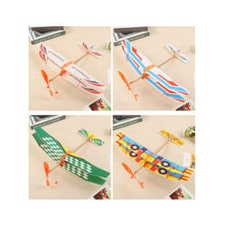 New Foam Glider Plane Airplane Toy Rubber Band Powered Plane Model Aircraft - 4PC Random Color