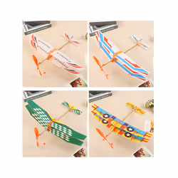 New Foam Glider Plane Airplane Toy Rubber Band Powered Plane Model Aircraft - 4PC Random Color