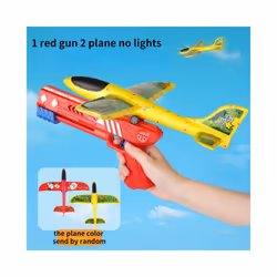 Foam Airplane Launcher Toy EPP Bubble Plane Glider Hand Throw Catapult - 1 red gun 2 plane