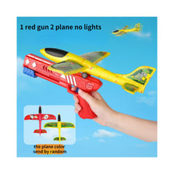 Foam Airplane Launcher Toy EPP Bubble Plane Glider Hand Throw Catapult - 1 red gun 2 plane