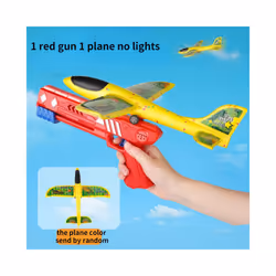 Foam Airplane Launcher Toy EPP Bubble Plane Glider Hand Throw Catapult - 1 red gun 1 plane