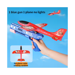 Foam Airplane Launcher Toy EPP Bubble Plane Glider Hand Throw Catapult - 1 blue gun 1 plane