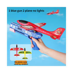 Foam Airplane Launcher Toy EPP Bubble Plane Glider Hand Throw Catapult - 1 blue gun 2 plane