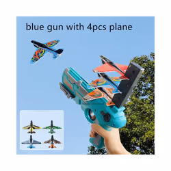 Gun Airplane Launcher Toy Airplane Gun Foam & Plastic Plane for Children - blue gun 4 plane