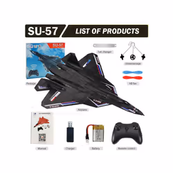 RC Plane SU-57 with Led Light 2.4G Electric Remote Control Glider Radio - Black
