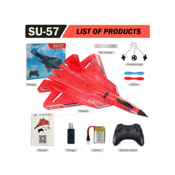 RC Plane SU-57 with Led Light 2.4G Electric Remote Control Glider Radio - Red