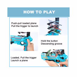 Airplane Launcher Toy Catapult Plane Gun Toy Airplane Aircraft for Children - green gun 8 plane